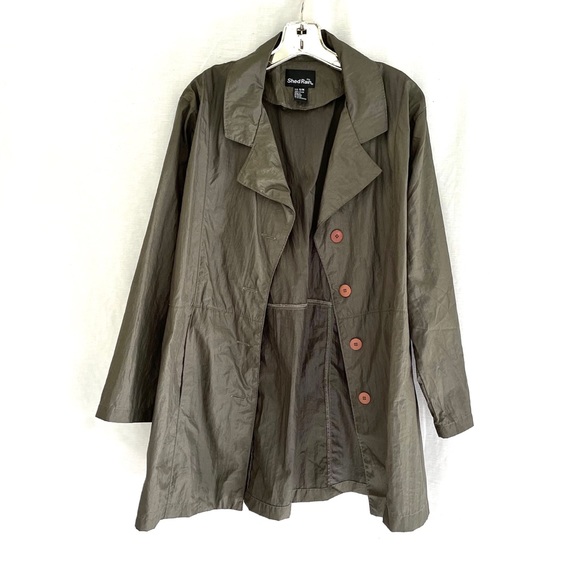 ShedRain Olive Green Rain Coat w Pockets Women’s Size S/M Lightweight & … - Picture 3 of 7